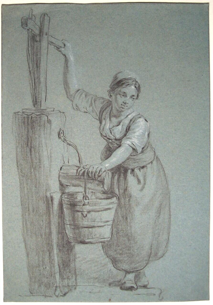 Vrouw bij een waterpomp