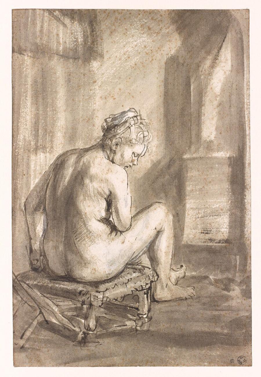 Seated Female Nude near a Stove