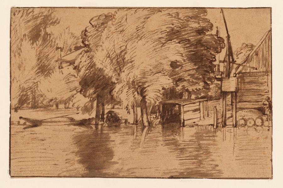 Farm with Trees Along a Waterfront