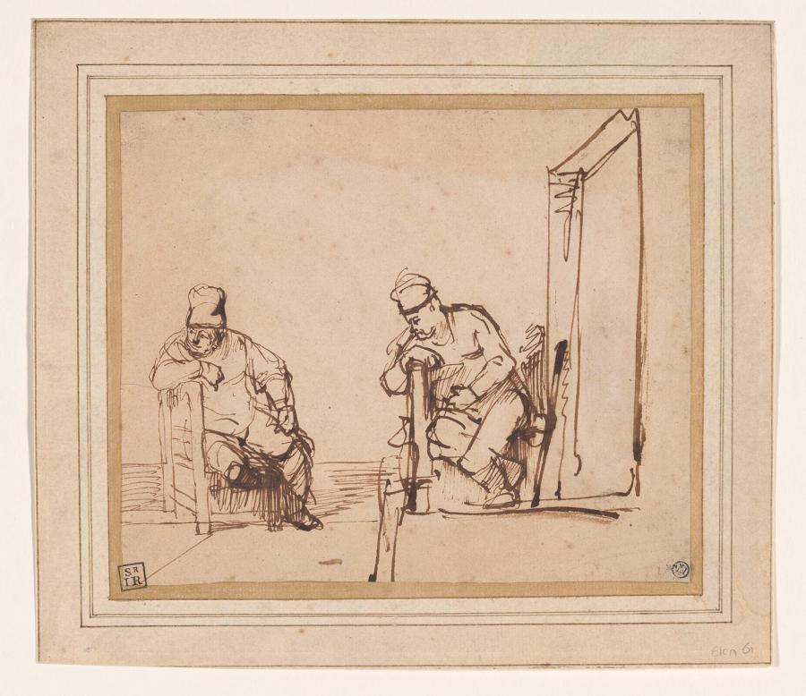 Two Studies of a Man Sitting on a Chair