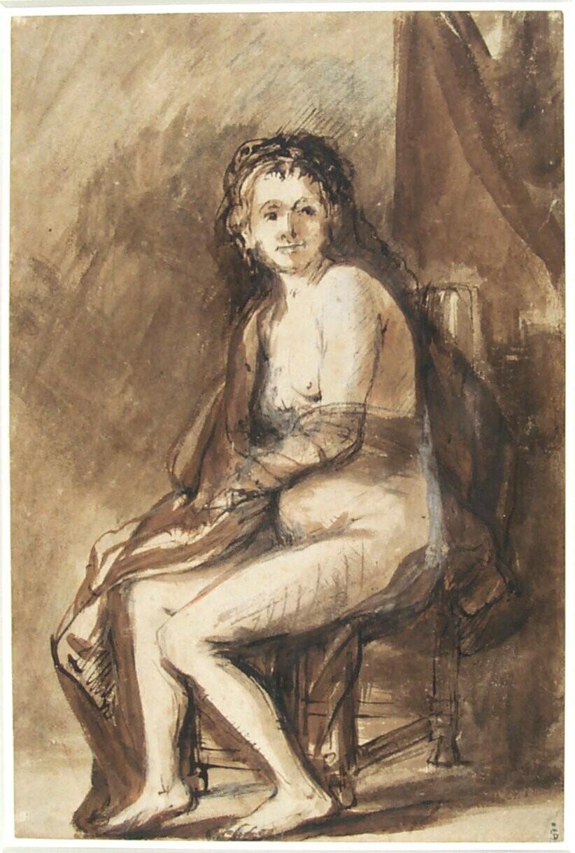 Seated Female Nude with a Veil