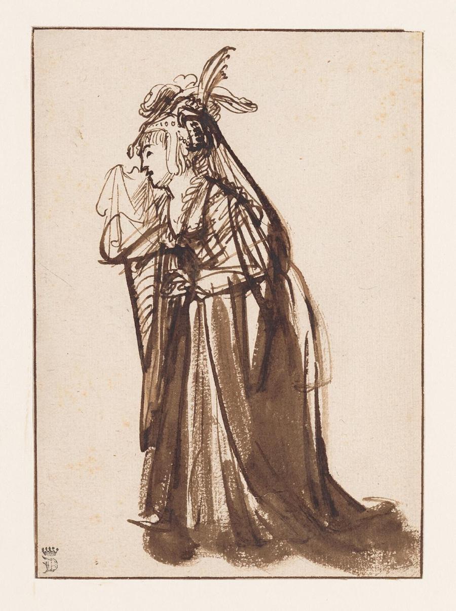 Weeping Woman in a Rich Dress (an Actress?)