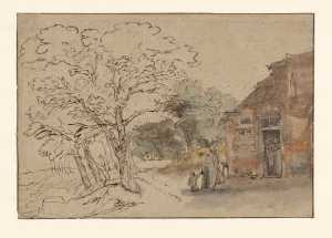 landweg-met-huis-en-bomen