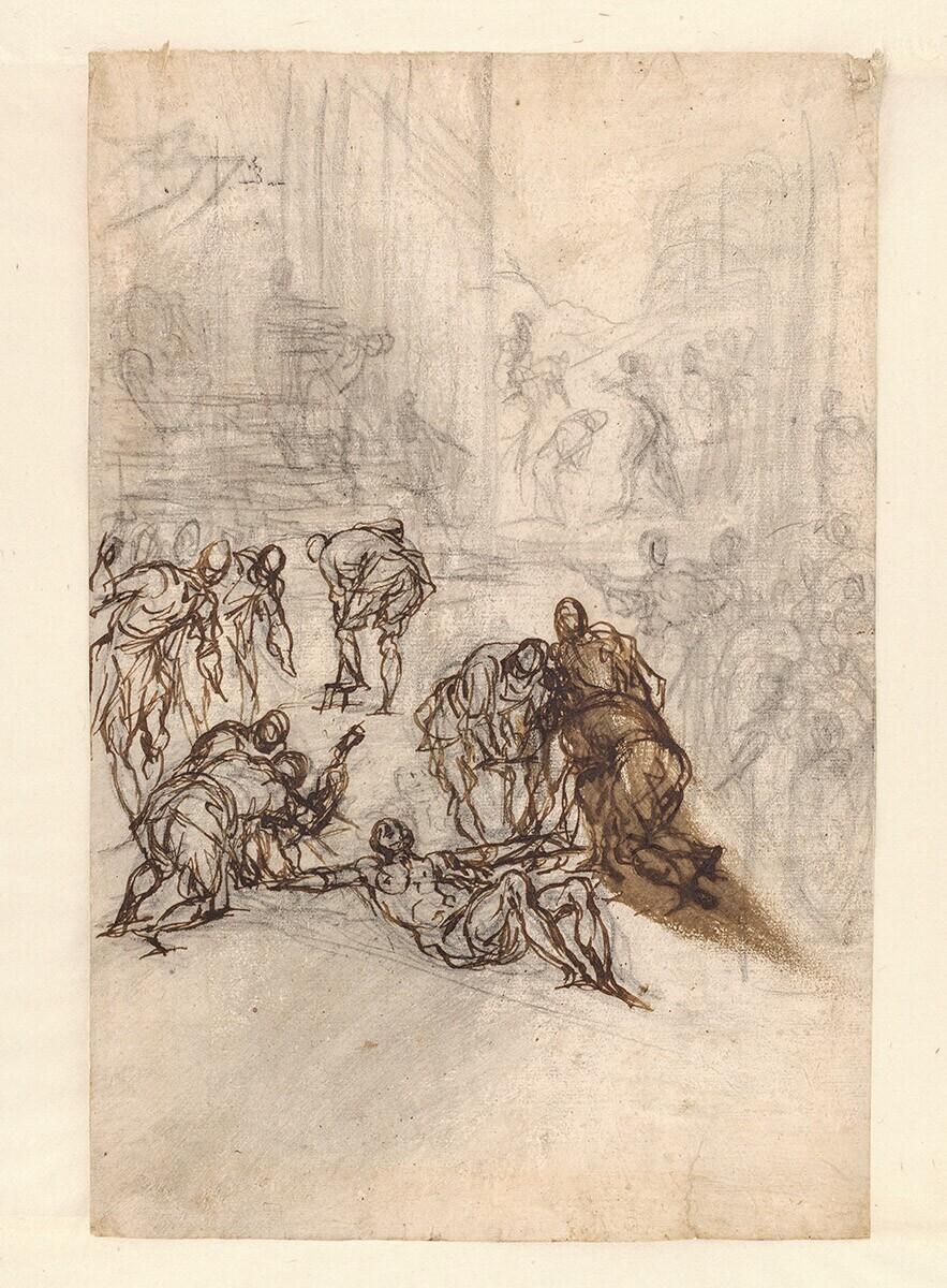 Compositiestudie voor 'Het martelaarschap van de heiligen Petrus en Paulus'