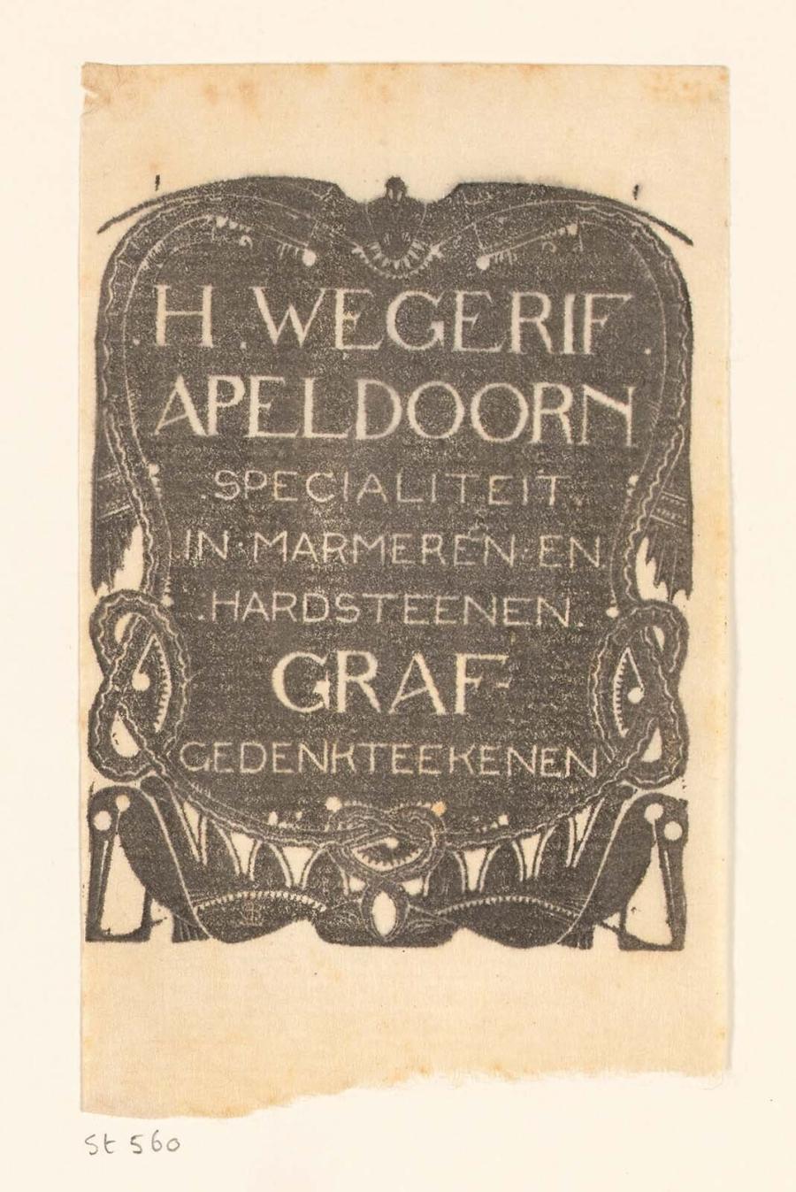 Business card of H. Wegerif