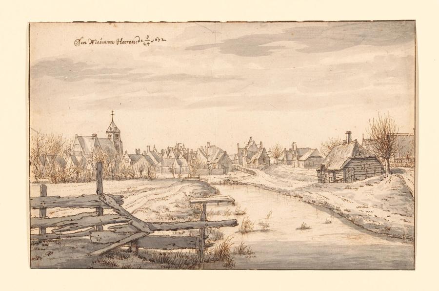 Gezicht op Nieuwenhoorn (nu gemeente Hellevoetsluis, provincie Zuid-Holland)