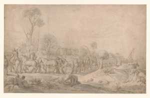 landschap-met-een-stoet-paarden