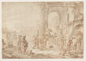 paarden-worden-verzorgd-bij-een-ruine