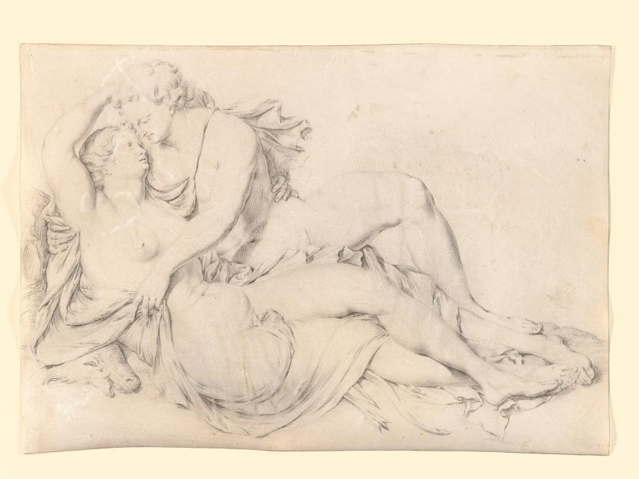 Venus en Adonis, naar een terracotta sculptuur van Francis van Bossuit
