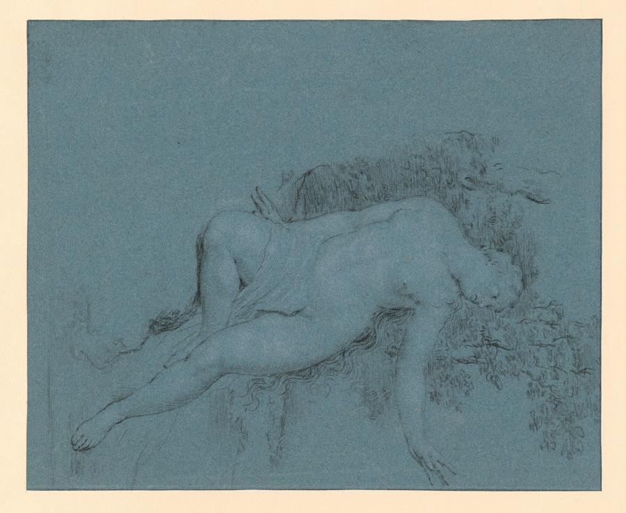 Vluchtende nimf Daphne in een landschap