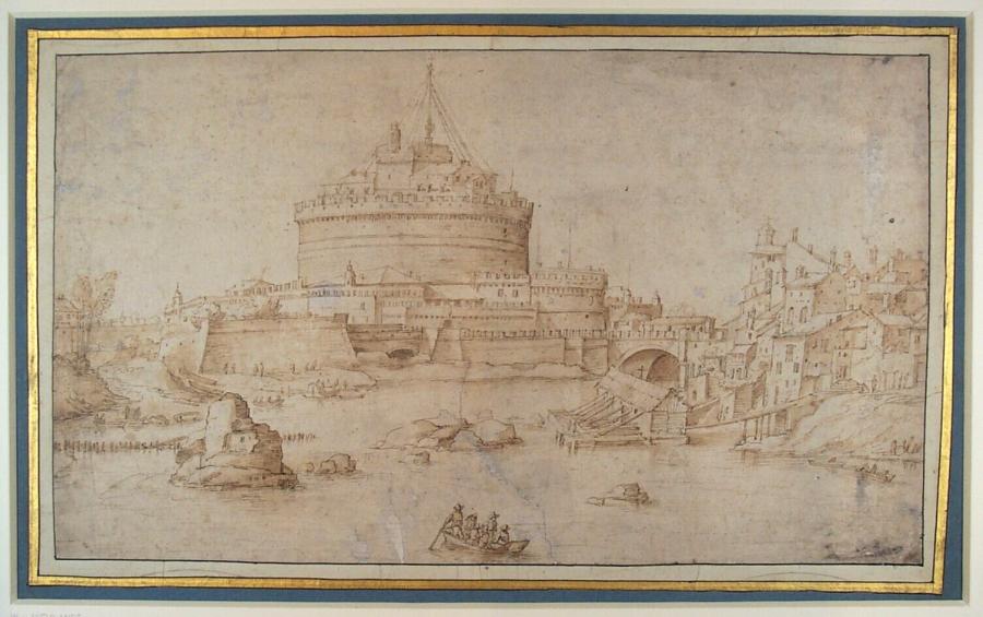 Gezicht over de Tiber op het Castel Sant'Angelo (Engelenburcht)