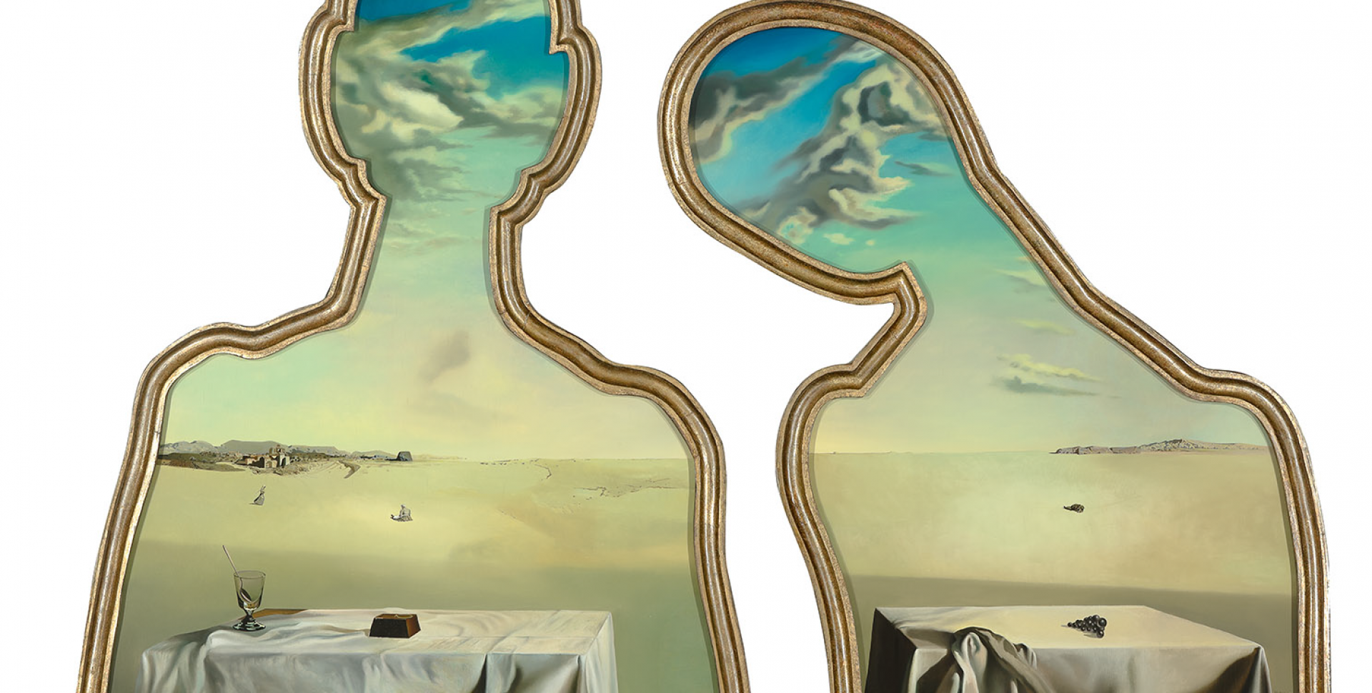 Salvador Dalí, Een paar met het hoofd vol wolken, 1936, olieverf op paneel, aankoop met steun van: Vereniging Rembrandt 1979