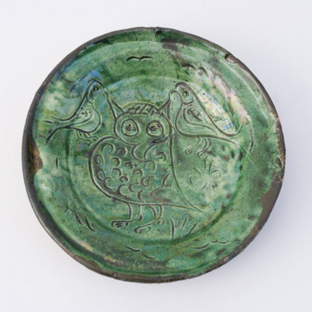 Anoniem, Sgraffito schaal, 1500-1550, roodbakkend aardewerk, groen loodglazuur, sgraffito, aankoop 2004