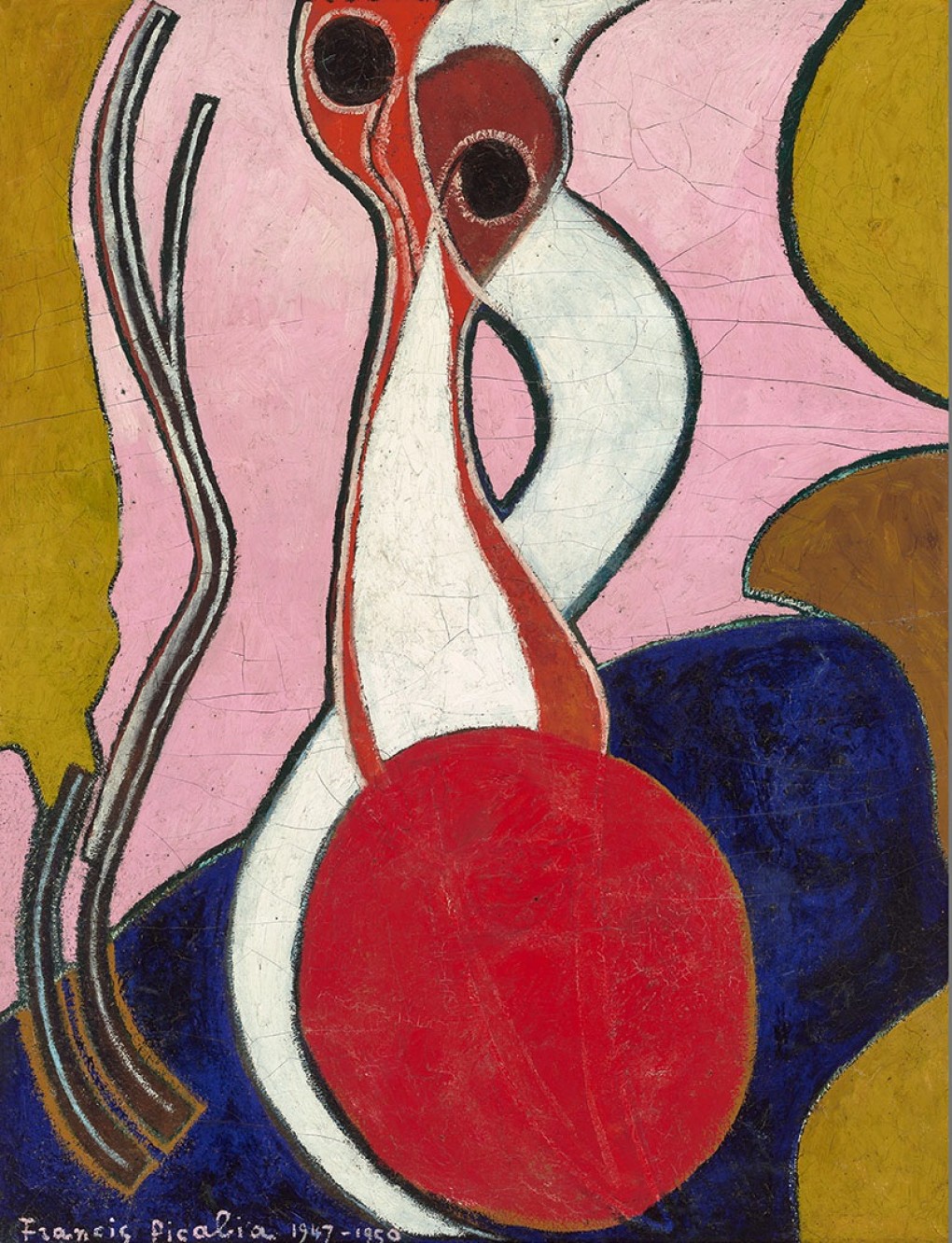 Francis Picabia, Danger de la Force (Gevaar van de kracht), 1947 - 1950, olieverf op linoleum, aankoop: Stichting Fonds Willem van Rede 1999