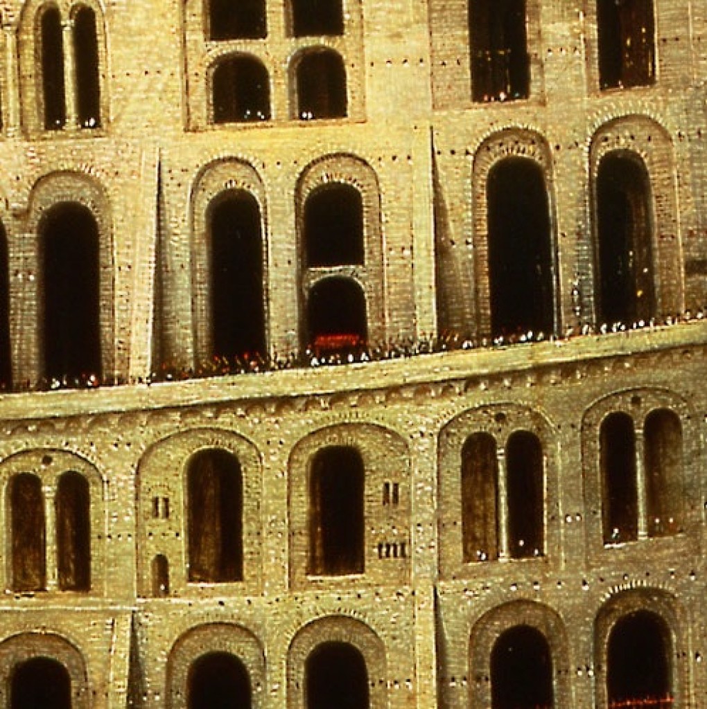 Pieter Bruegel I, De toren van Babel (detail), ca. 1565, olieverf op paneel, vervorven met de verzameling van: D.G. van Beuningen 1958