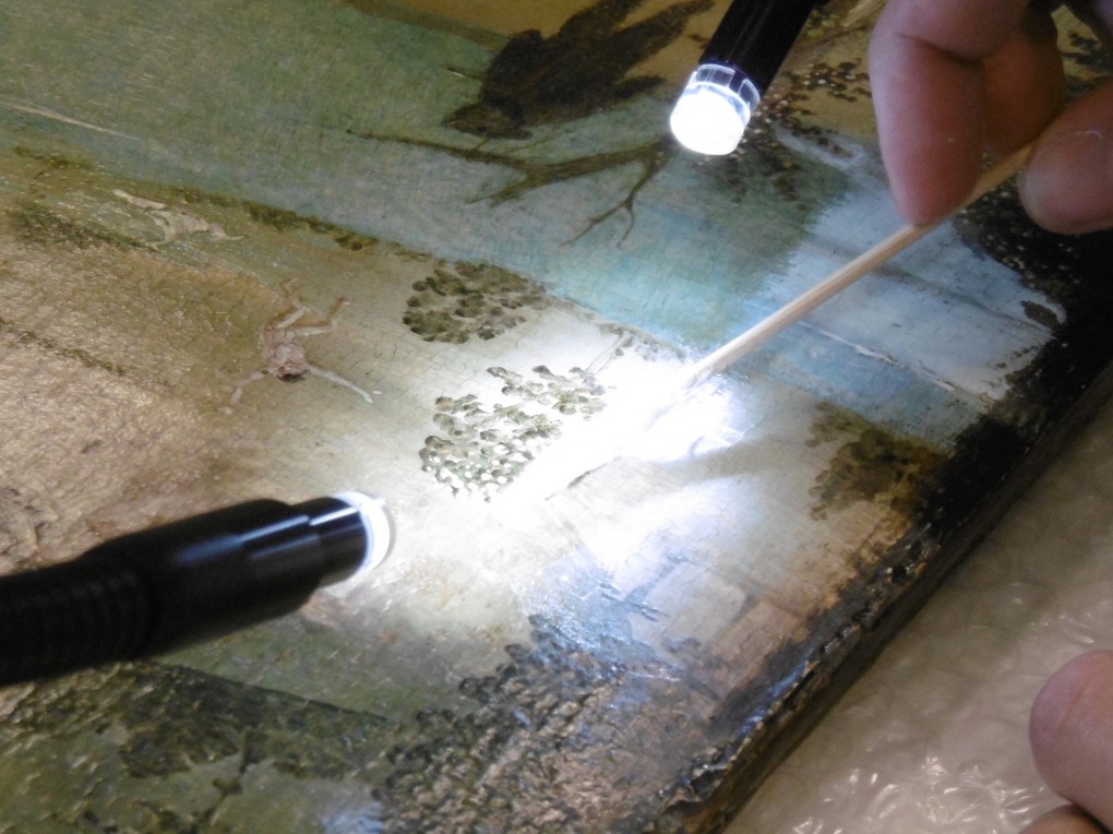 Detail van de restauratie