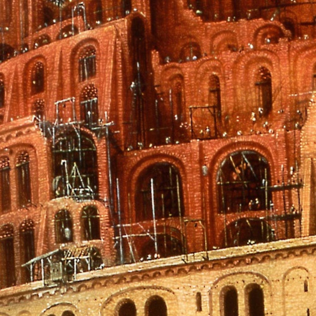 Pieter Bruegel I, De toren van Babel (detail), ca. 1565, olieverf op paneel, vervorven met de verzameling van: D.G. van Beuningen 1958