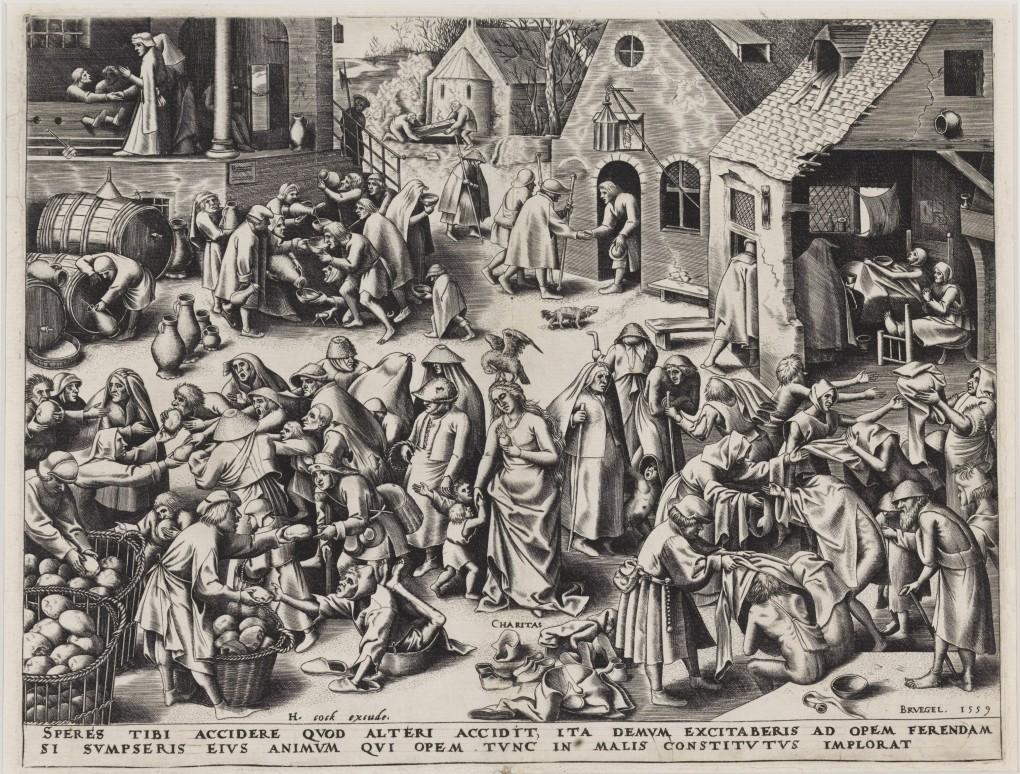 Philips Galle naar Pieter Bruegel (I), Caritas (Naastenliefde), circa 1559, gravure, Legaat: Dr. J.C.J. Bierens de Haan 1951