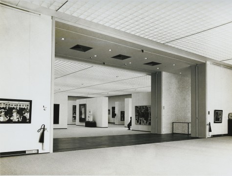 Layout of the upper gallery of the new wing designed by A. Bodon, 1972