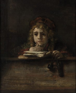 Rembrandt van Rijn, Titus at his Desk, in 1655, collection Museum Boijmans Van Beuningen, Rotterdam. Acquired with the support of: Vereniging Rembrandt and 120 friends of the museum. Loan: Stichting Museum Boijmans Van Beuningen 1940