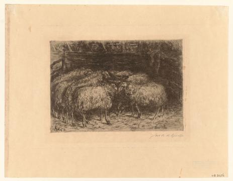 Afb. 19. Jacoba de Graaff, ‘Schapenstal’, ca. 1910, ets en drogenaald op papier, 138 x 197 mm, Museum Boijmans Van Beuningen, Rotterdam