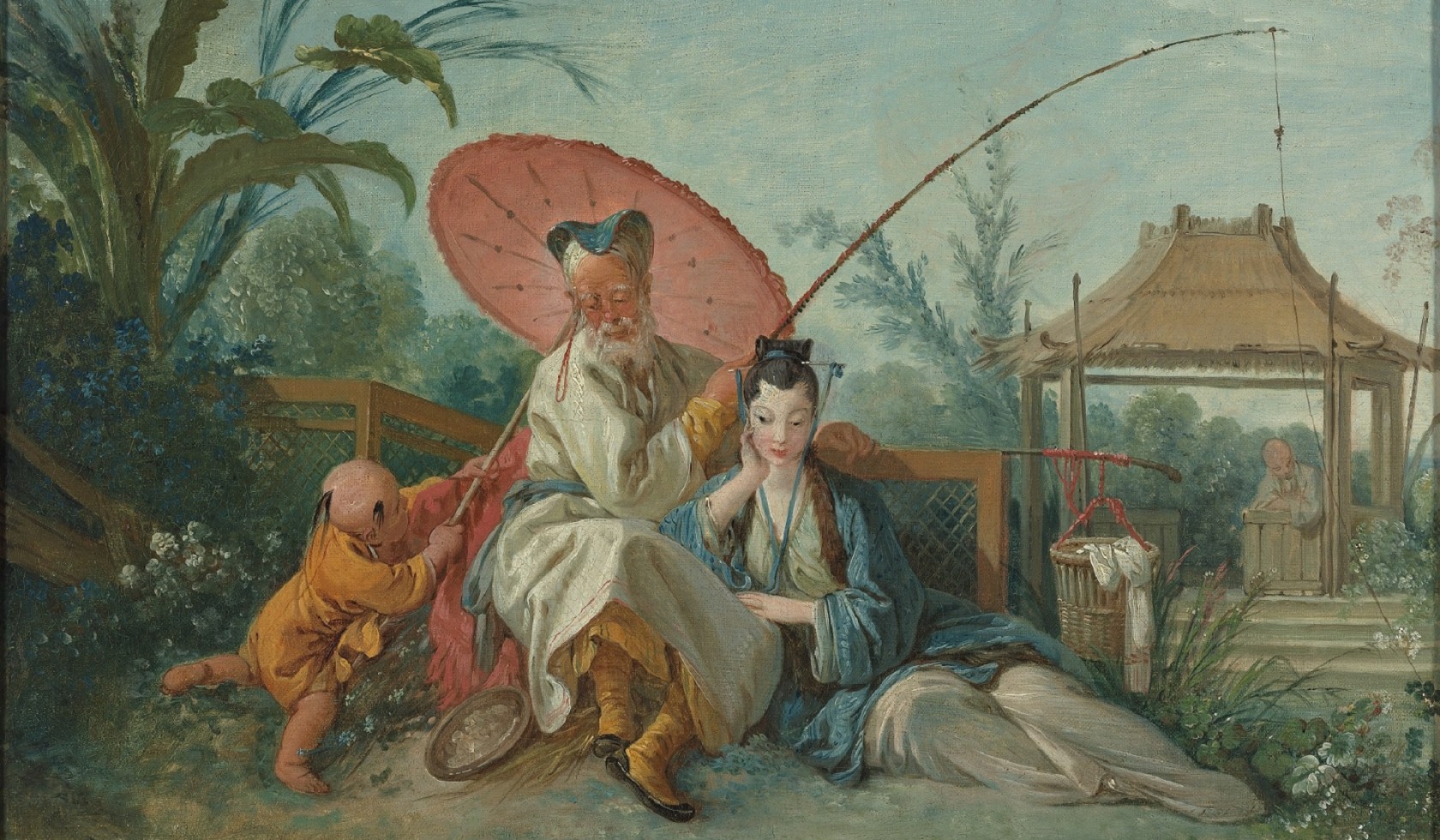 François Boucher, Chinoiserie, ca. 1750, olieverf op papier op doek, verworven met de verzameling van D.G. van Beuningen 1958