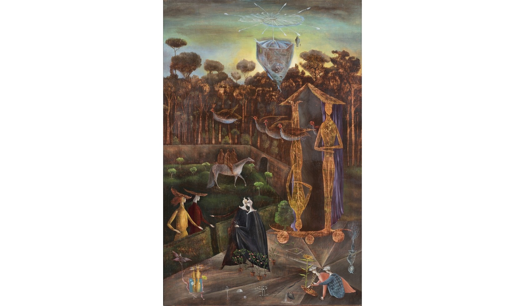 Leonora Carrington, Again the Gemini are in the Orchard, 1947, collectie Museum Boijmans Van Beuningen.