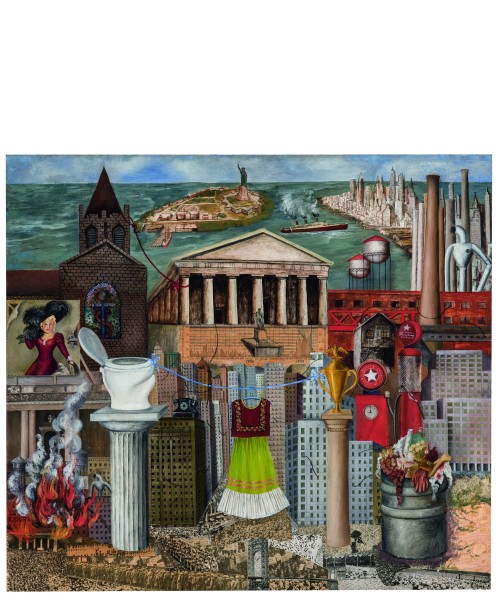 Frida Kahlo | My dress hangs ther (Mi vestido cuelga ahí), 1933 | óleo sobre tela Colección FEMSA, Monterrey, México | D.R. © 2022 Banco de México, Fiduciario en el Fideicomiso relativo a la obra de Diego Rivera y Frida Kahlo