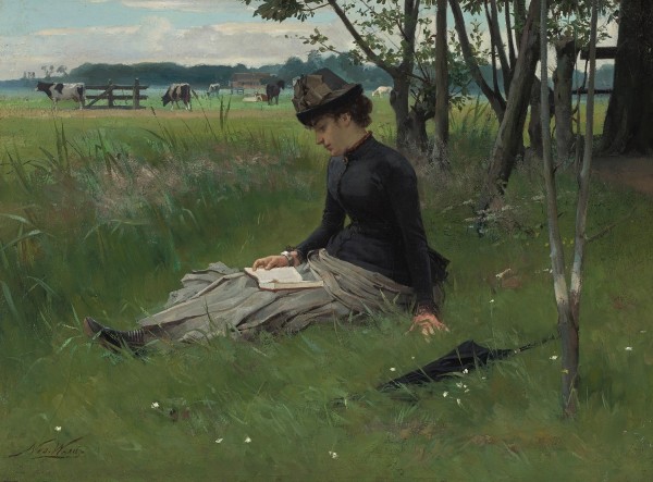 Restitutie van het schilderij ‘Lezende vrouw zittend in het gras aan de rand van een weiland’ door Nicolaas van der Waay